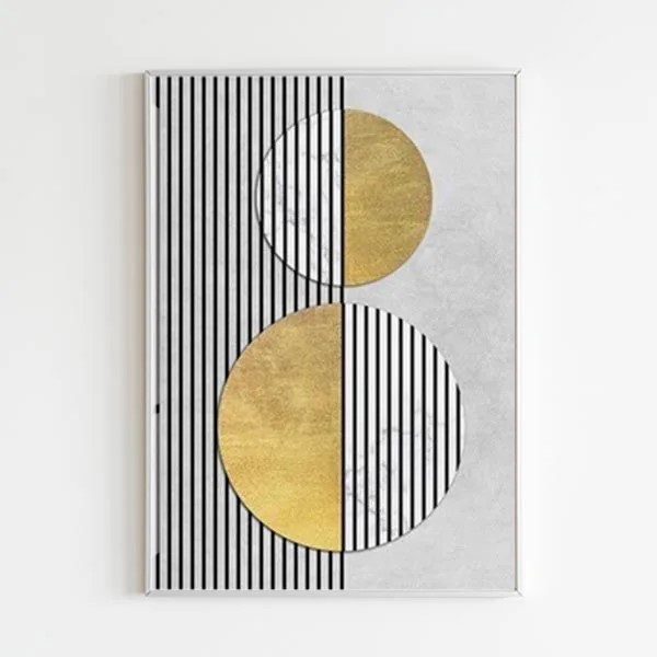 تابلوی مینیمال دایره با ورق طلا کد 8- کاماپرس